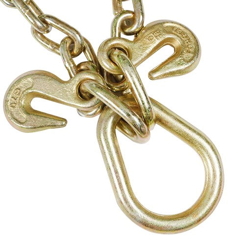 Solid Spare 5/16" G70 V-Chain Bridle w/ 15" Large J Hooks,T- Hook & J-Hook w/ Grab Hooks 3'