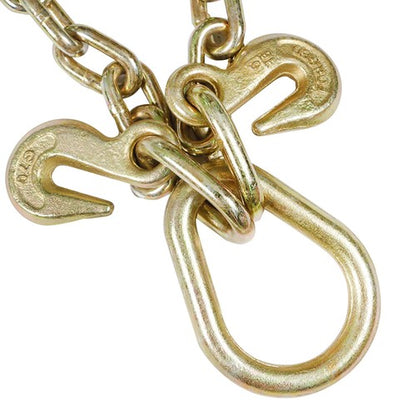 Solid Spare 5/16" G70 V-Chain Bridle w/ 15" Large J Hooks,T- Hook & J-Hook w/ Grab Hooks 3'