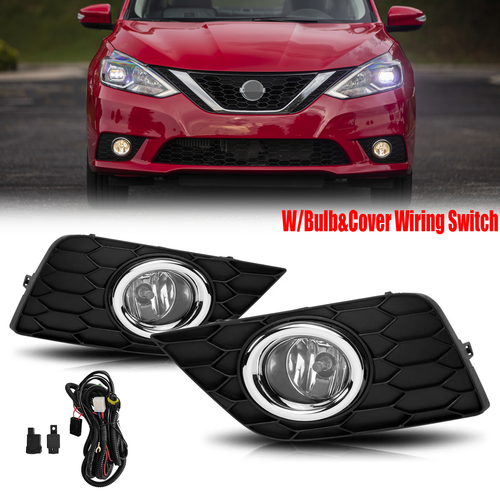 Pair of Front Fog Lights Bumper Lamps w/Switch kits For 2016-2019 Nissan Sentra