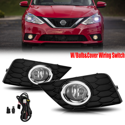 Pair of Front Fog Lights Bumper Lamps w/Switch kits For 2016-2019 Nissan Sentra