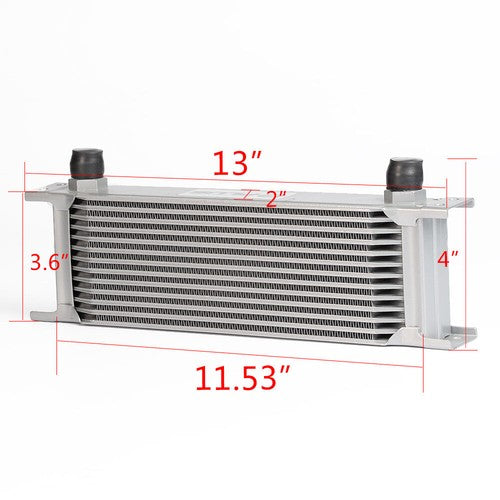 Solid Spare Universal 13 Row Transmission Engine Oil Cooler Sliver + Filter Adapter