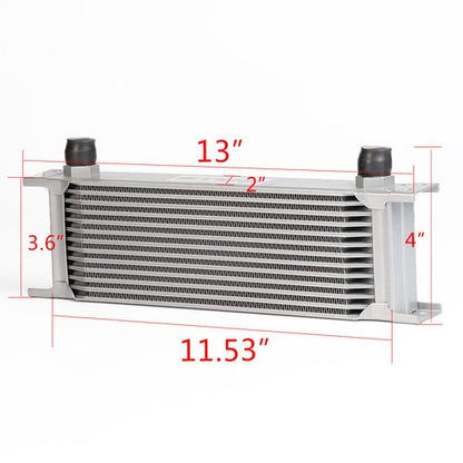 Solid Spare Universal 13 Row Transmission Engine Oil Cooler Sliver + Filter Adapter