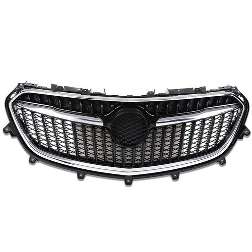 Solid Spare Front Bumper Upper Grille Grill w/ Chrome Trim Fit For 2017-2020 Buick Encore