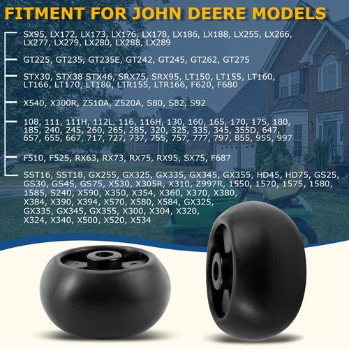 Solid Spare 4PCS Deck Wheel Kit W/ Hardware For John Deere #AM133602 #M111489 #M84690