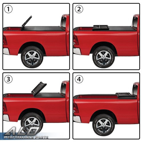 Solid Spare Four-Fold Tonneau Cover 8Ft Long Bed Fit For 14-21 Toyota Tundra Lock