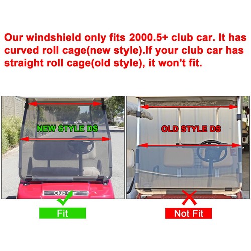 Solid Spare Golf Cart Front Folding Clear Windshield Windscreen For Club Car DS 2000.5-Up