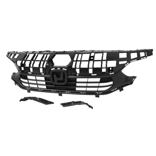 Solid Spare W/Molding Fog Lights Black Plastic Upper Lower Grill Set For Honda Civic 2022-23