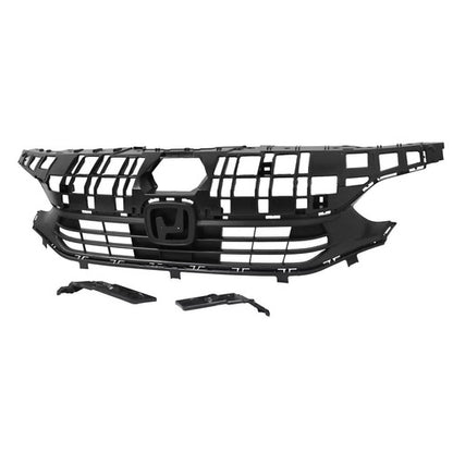 Solid Spare W/Molding Fog Lights Black Plastic Upper Lower Grill Set For Honda Civic 2022-23