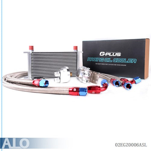 Solid Spare Universal 19 Row 10AN Aluminum Engine Oil Cooler+Filter Relocation Adapter Kit