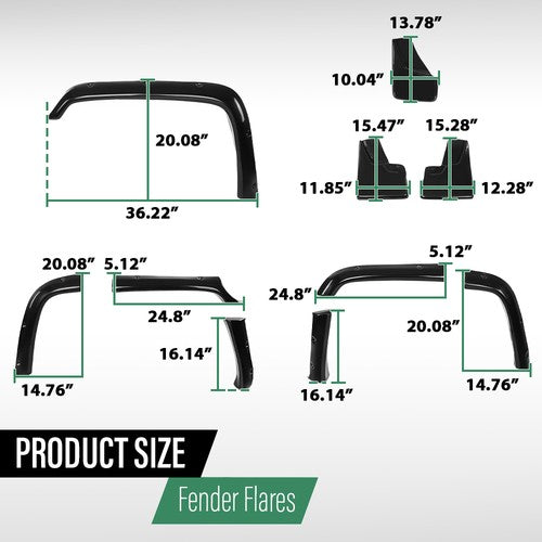 Solid Spare Fender Flares (8Pcs) & Mud Flaps (4Pcs) Black Fit For 2006-2010 Hummer H3 NEW