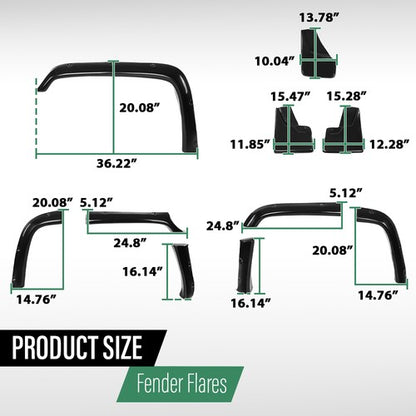 Solid Spare Fender Flares (8Pcs) & Mud Flaps (4Pcs) Black Fit For 2006-2010 Hummer H3 NEW
