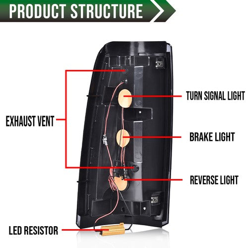 Solid Spare LED TUBE Tail Lights Fit For 99-2006 Chevy Silverado GMC Sierra Rear Brake Lamps