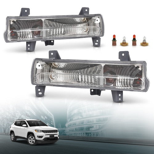 Solid Spare Fit For 18-21 Jeep Compass Front Bumper Parking Lights Left+Right Side