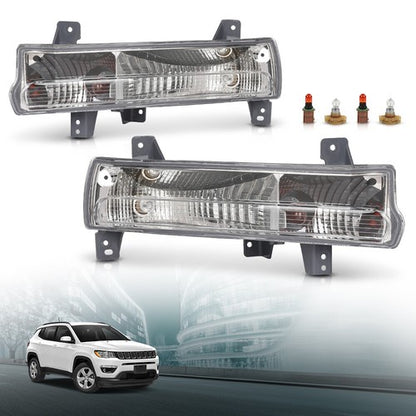 Solid Spare Fit For 18-21 Jeep Compass Front Bumper Parking Lights Left+Right Side