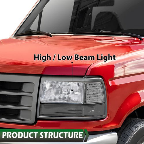 Solid Spare Halogen Headlights Lamps Fit For 1992-1996 Ford F-150 Driver & Passenger Side