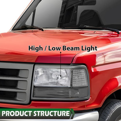 Solid Spare Halogen Headlights Lamps Fit For 1992-1996 Ford F-150 Driver & Passenger Side