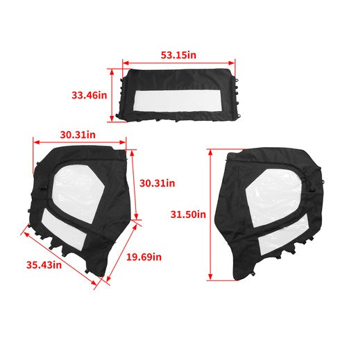 Solid Spare For T-Boss 550 750 560 760 UTV New PVC Soft Half Door Enclosure Black+Clear