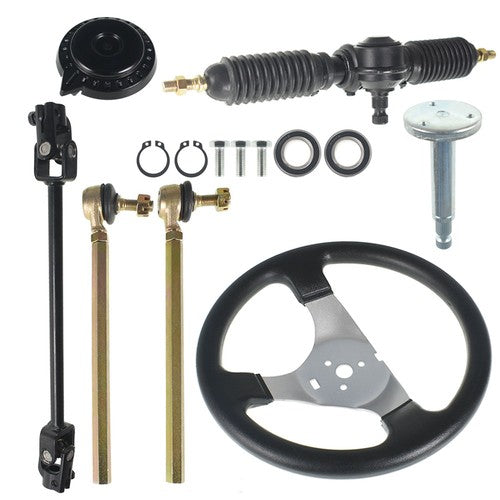 Solid Spare New 110cc Steering Wheel Assembly & Gear Rack Pinion Fit For Go Kart Quad Parts