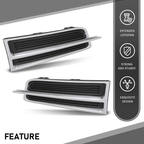 Solid Spare Fit For 2013-2015 Cadillac XTS Front Bumper Insert Fog Light Cover Left+Right