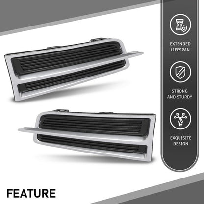 Solid Spare Fit For 2013-2015 Cadillac XTS Front Bumper Insert Fog Light Cover Left+Right