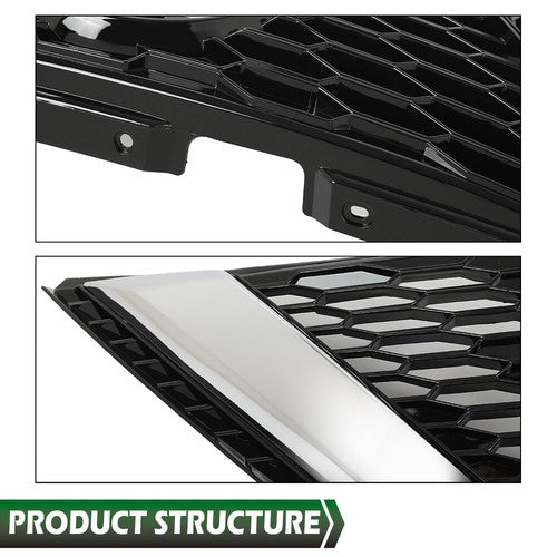 Solid Spare Fit For 20-21 Nissan Qashqai Rogue Sport Front Upper Grille Assembly Chrome