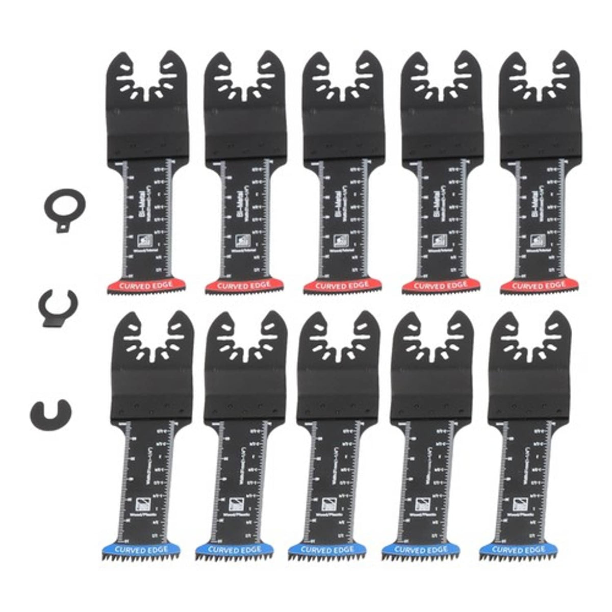 Solid Spare Extended Japanese Tooth Oscillating Saw Blades (5 red & 5 blue) 10-Piece