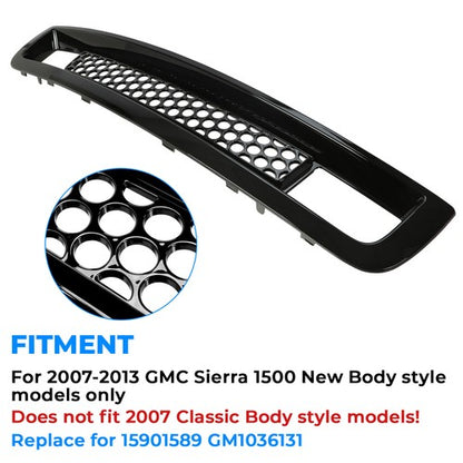 Solid Spare For 07-13 SIERRA 1500 DENALI PICKUP BOTTOM LOWER BUMPER MESH GRILLE GLOSS BLACK