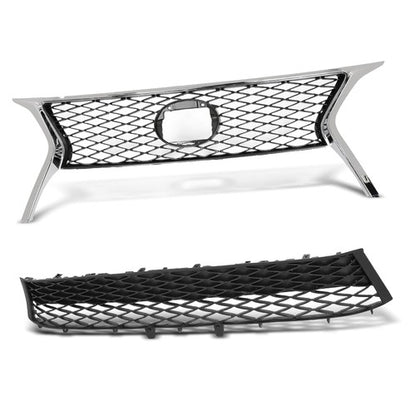 Solid Spare Front Bumper Upper & Lower Grille Fit For 2013-2015 Lexus RX350 F-Sport Style