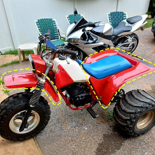 Solid Spare Red ABS Plastic Front + Rear Fenders Fit Honda ATC 200X 3-Wheeler 1983 1984 1985