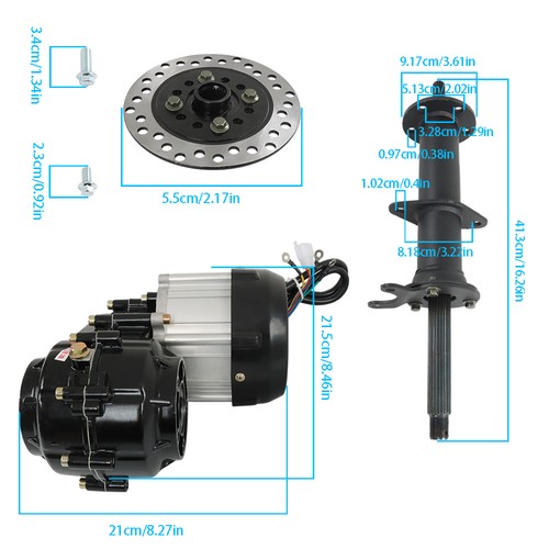 Solid Spare US 40"Rear Axle Kit Electric Brushless Differential 1000W Motor With 4 Stud Hub