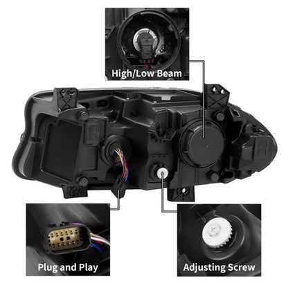 Solid Spare Pair LED DRL Projector Headlights Assemblies For Dodge Charger 2015-2023 LH+RH