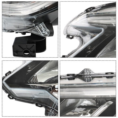 Solid Spare Halogen Headlight Assembly For Honda CR-V 2015-2016 Black Driver/LH W/DRL Front