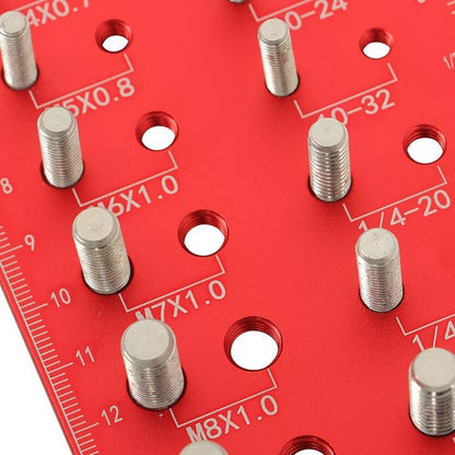 Solid Spare Nut and Bolt Thread Checker Portable 18 3/32 to 1/2 inch With Red Drill Bit Size