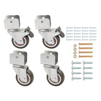 Solid Spare 4 Set 2" Swivel Caster Wheels with U Bracket (2 with brake&2 without) 360-Degree