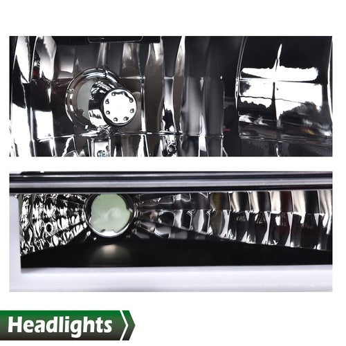 Solid Spare Fit For 92-96 Ford F-150 Bronco LED DRL Headlights Bumper Lamps Black