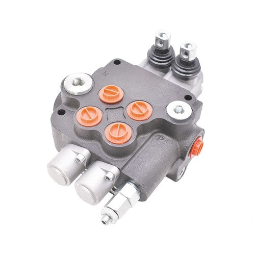 Solid Spare 2 Spool 21 GPM 3600 PSI Hydraulic Control Valve Double Acting SAE Ports NEW