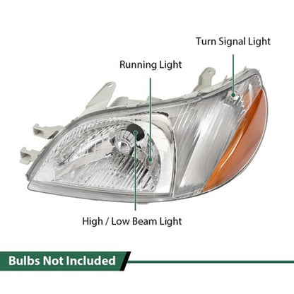 Solid Spare Headlights Assembly Set Fit For 2000 2001 2002 Toyota Echo Left and Right Side