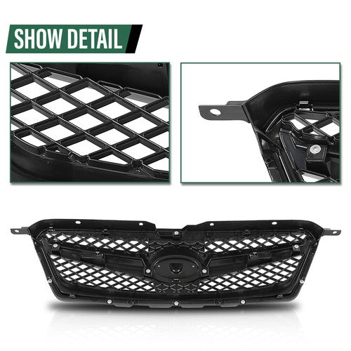 Solid Spare Fit For 2010-2012 Subaru Legacy Front Bumper Upper Grille Grill Black Chrome