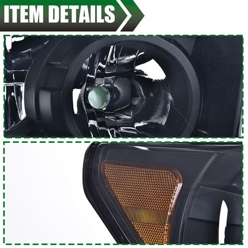 Solid Spare Fit For 07-13 Toyota Tundra/08-17 Sequoia Smoke Lens Black Headlights