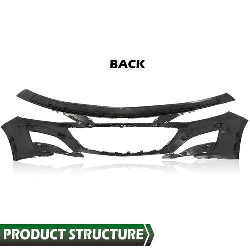 Solid Spare Fit For 2019-2025 Chevrolet Malibu Sedan Front Bumper Cover+Lower Lip Protector