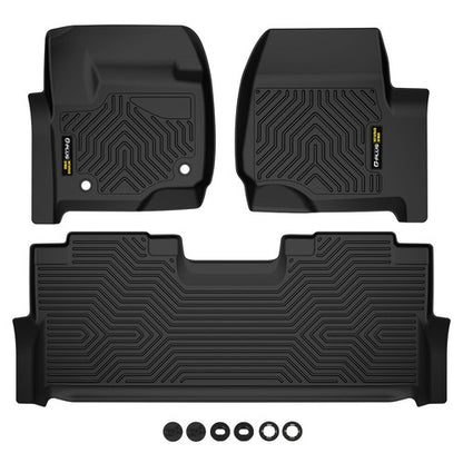Solid Spare TPE Floor Mats Liners Fit For 17-24 Ford F-250 F-350 F-450 Super Duty Crew Cab