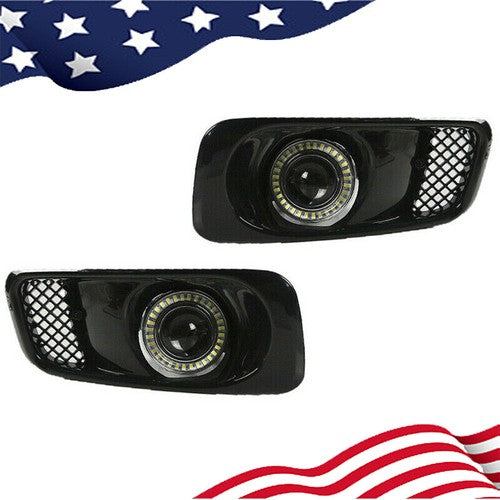 For 1999-2000 Honda Civic Clear Lens LED Halo Projector Fog Lights Lamps DRL