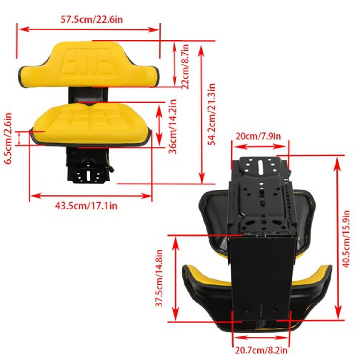 Solid Spare Universal Yellow Tractor Seat Wrap Around Style for John Deere & More