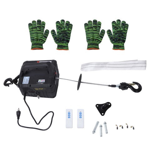 Solid Spare 1500W 2-in-1 Portable Electric Hoist Power Winch 1100lbs Wireless Remote Control