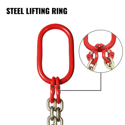 2PCS 5/16"x6' G80 Chain Lifting Sling 2 Legs 3T/6600lbs Capacity w/ Grab Hooks