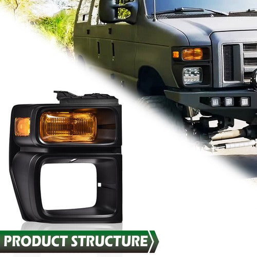 Solid Spare Headlight Trim Bezel w/ Parking Light Fit For 08-14 Ford E150 E250 E350 Right