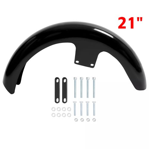 Solid Spare Vivid Black 21" Wrap Front Fender For Harley Touring Street Road Glide 1997-2013