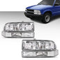Solid Spare Fit For 98-04 Chevy S10 Blazer Chrome/Clear Corner Headlights Bumper Headlamps
