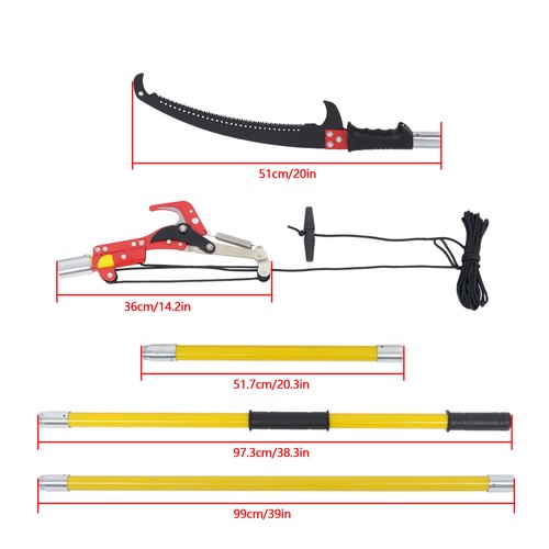 Solid Spare 27ft manual tree pruning saw band scissors 8 knots yellow