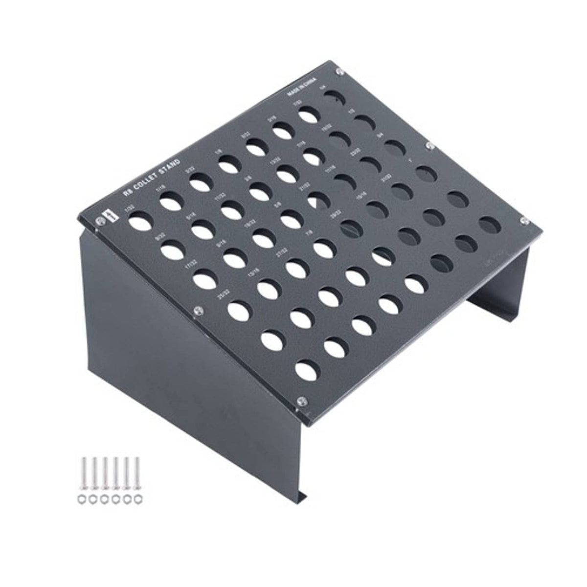 Solid Spare Heavy Duty R8 Collet Organizer - 48 Hole Rack for 0.98" Shank Tools
